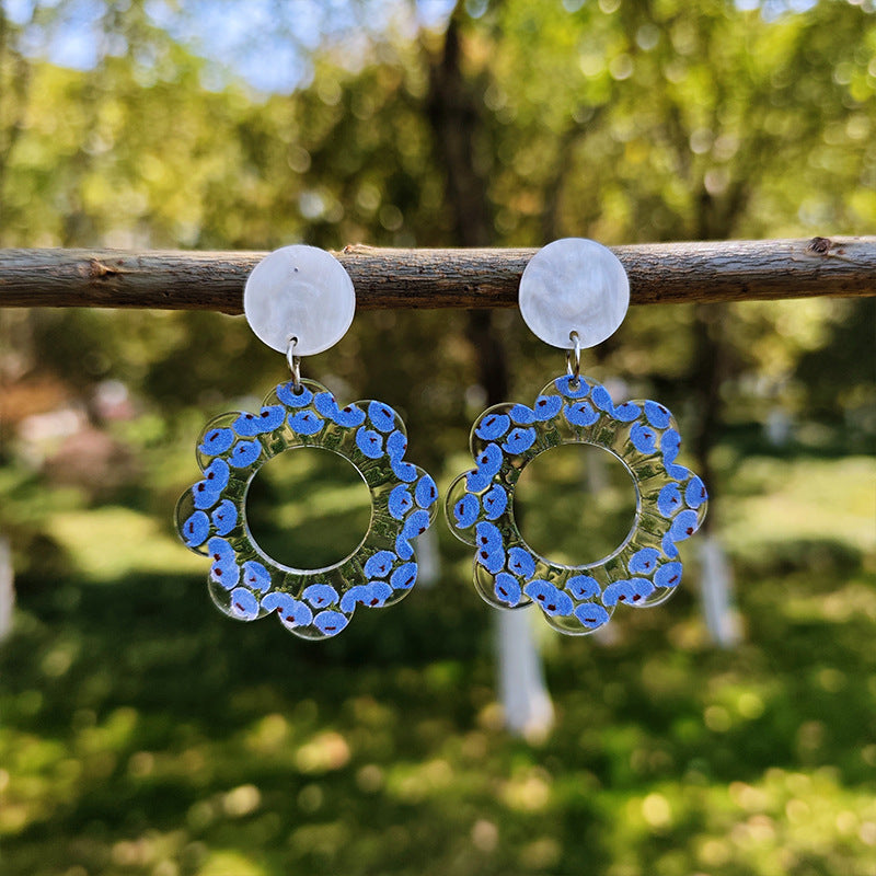 Großhandel floraler Acryl -Anhänger Ohrringe