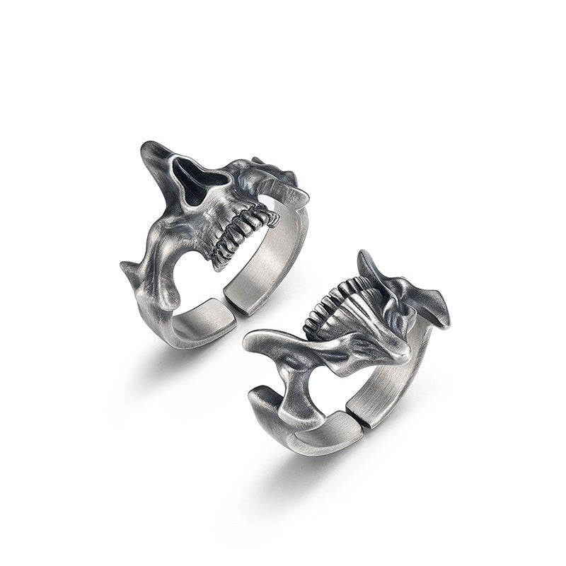 Wholesale Zinc Alloy Skull Ghost Face Ring,  Unisex Adjustable Opening,  Trendy Gothic Design,  Fashion Accessory for Resale