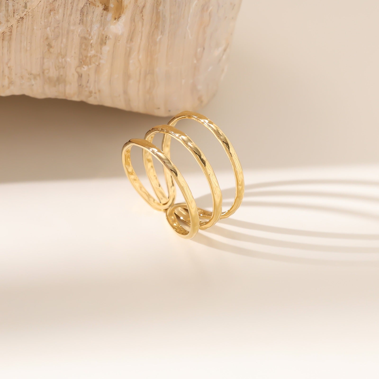 Wholesale Stainless steel gold-plated adjustable starfish flower ring