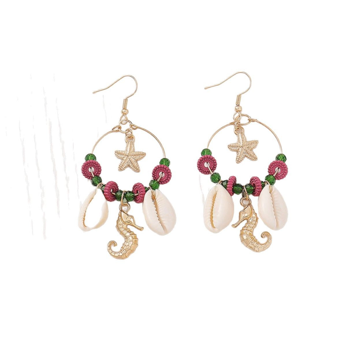 Wholesale Bohemian starfish shells, seahorses, rhinestone earrings