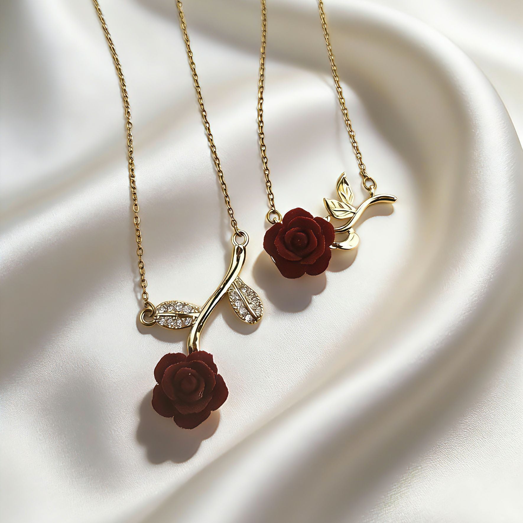 Wholesale Romantic Red Micro-set Choker Necklace,  Titanium Steel Gold Plated,  Fashion Jewelry Accessory for Resale