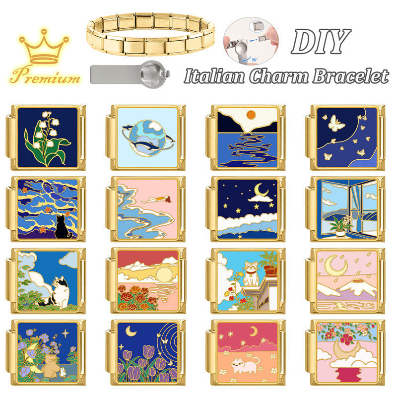 Wholesale DIY Modular Bracelet Stainless Steel Electroplated Gold Retro Fashion Jewelry Accessory