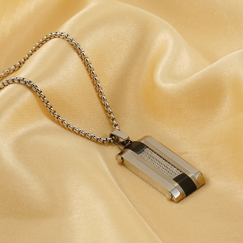 Wholesale Stainless Steel High-grade Square Pendant Necklace ACC-NE-ZhongYao008