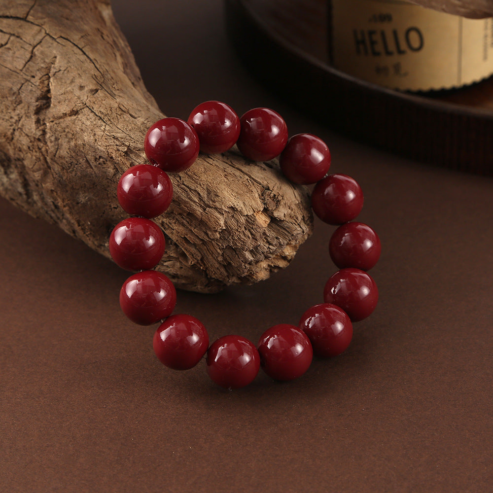 Wholesale Simple Natural Cinnabar Single Circle Bracelet