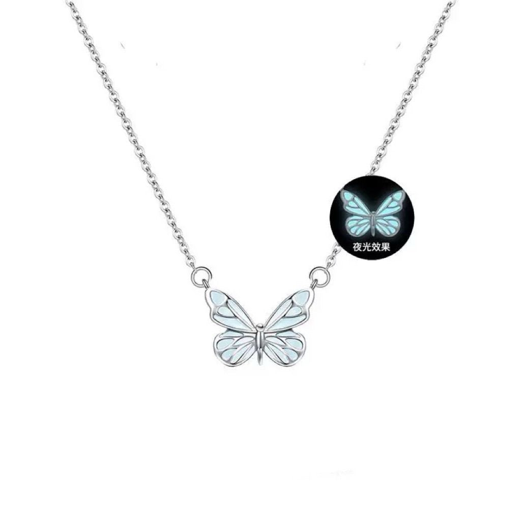 Wholesale blue light butterfly aurora clavicle necklace