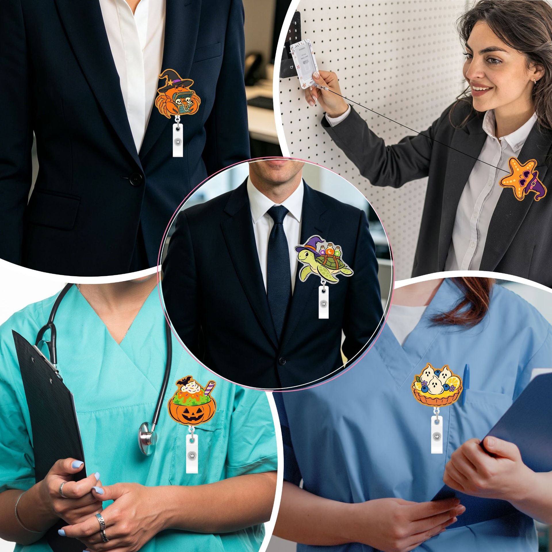 Wholesale  Dessert Acrylic Retractable Badge Reel Fun Creative ID Card Holder Pendant Decorative Accessory For Boutique Resale