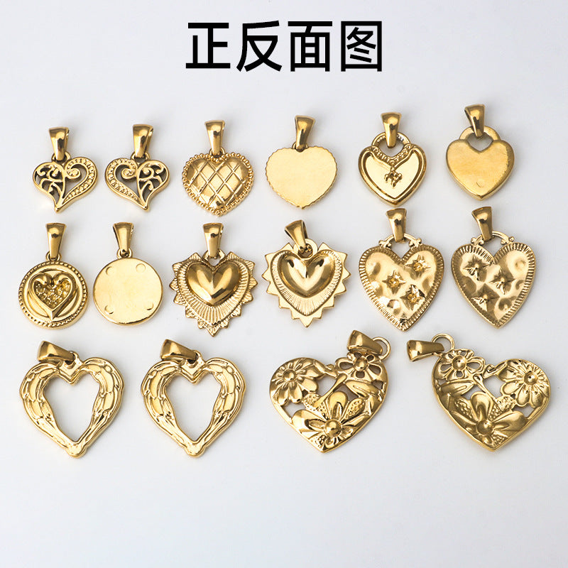 Wholesale Stainless Steel Personality Gold Various Love Heart Pendant