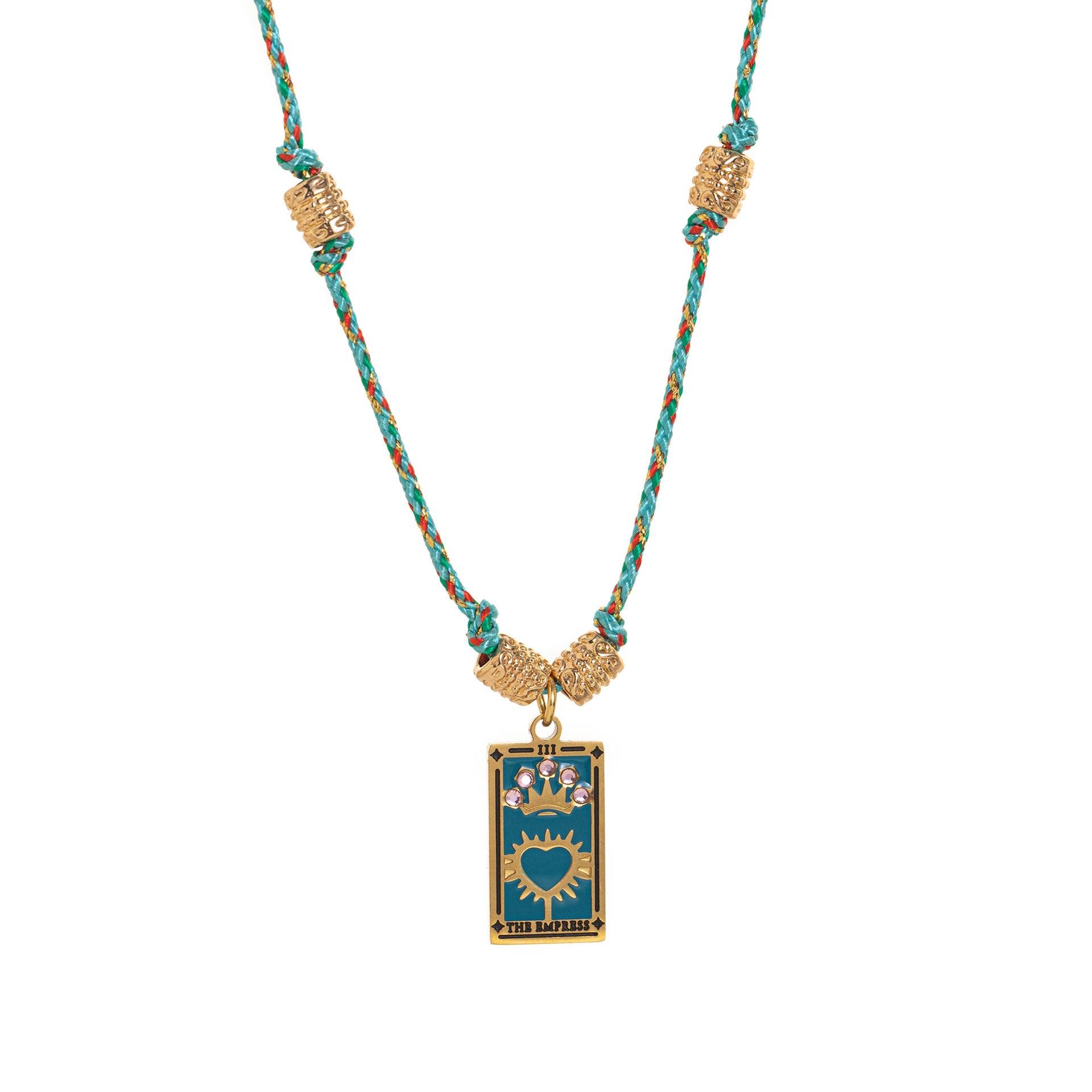 Wholesale Titanium steel gold-plated necklace Tarot card diamond drop oil rope necklace