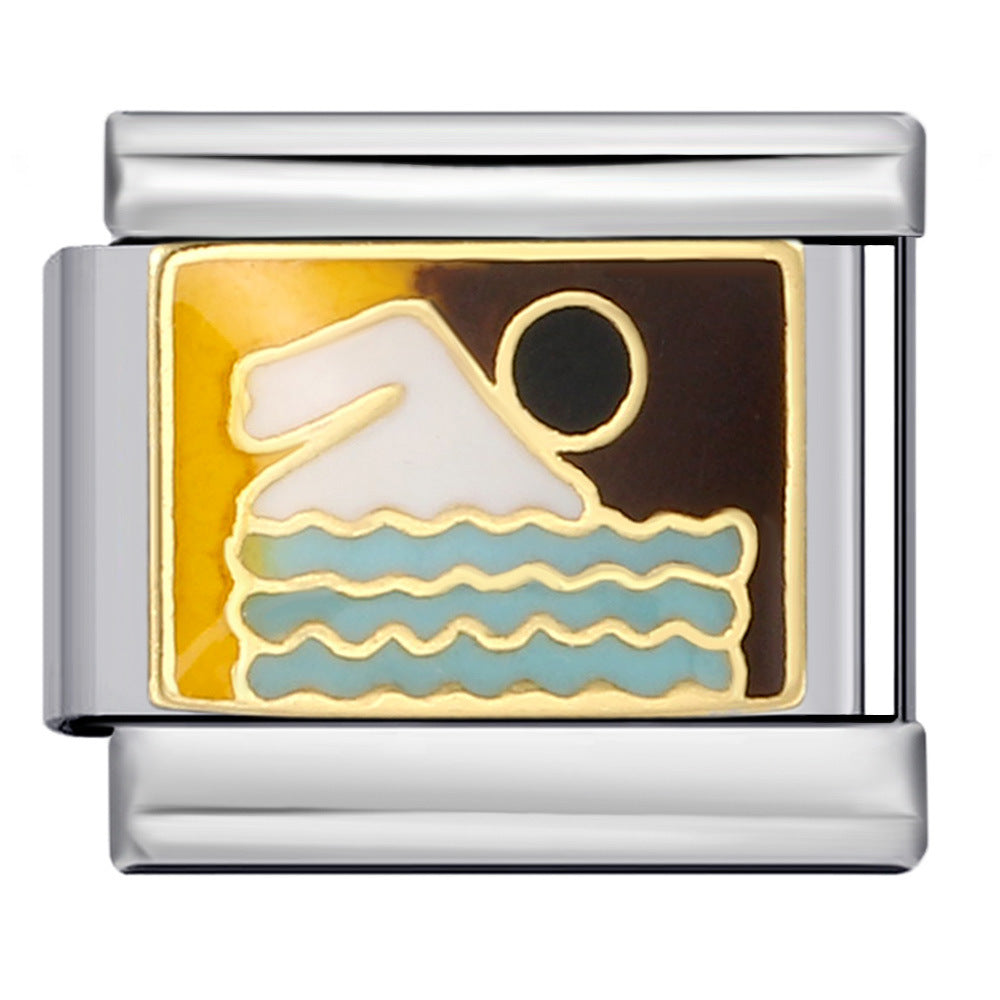 Wholesale Italian Charm Bracelet 9mm DIY Splicing Removable Sports Series Stainless Steel Composable Bracelet