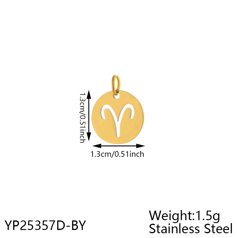 Wholesale Stainless steel 12 constellation hollow round card pendant