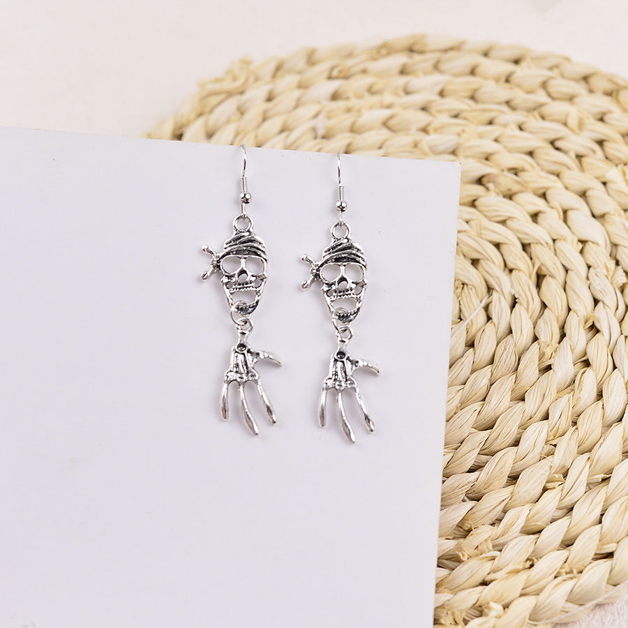 Wholesale Vintage  Palm Skull Pendant Earrings
