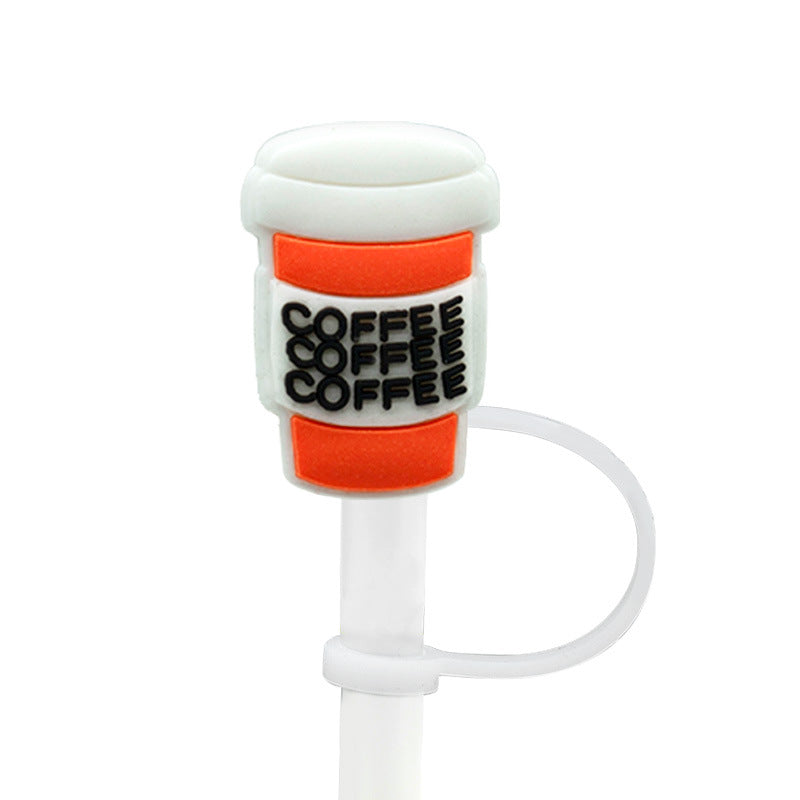 Wholesale 10PCS Coffee Silicone Straw Tube Cap Straw Decoration
