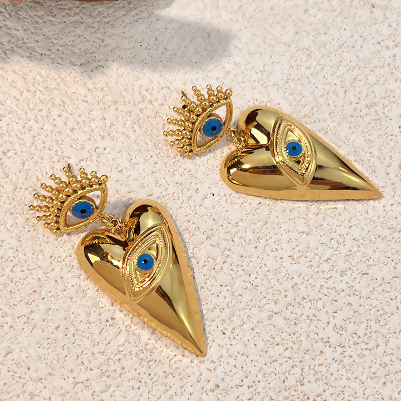 Wholesale 18k gold stainless steel oil drop devil' s eye love pendant jewelry earrings