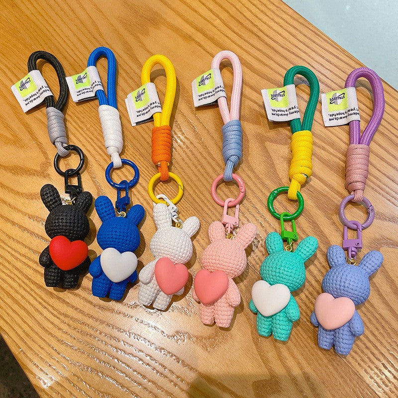Wholesale Cartoon Resin Heart Rabbit Keychains Lanyard Keychain ACC-KC-AiLe005