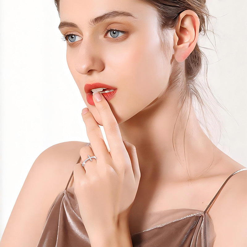 Wholesale 925 Sterling Silver Geometric Cross Cross Ring