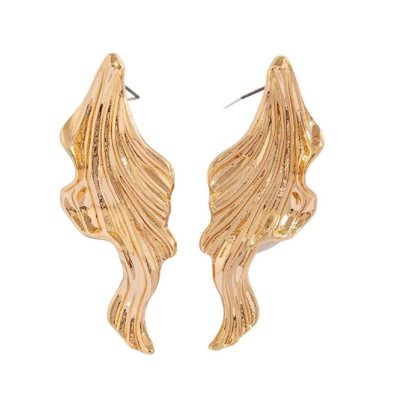 Wholesale Modern Wavy Texture Asymmetrical Earrings - Trendy Plastic Resin Jewelry for Party Wear or Everyday Boutique Resale