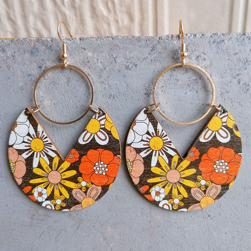 Wholesale  Blue Dye Printed Earrings Bohemian Earrings
