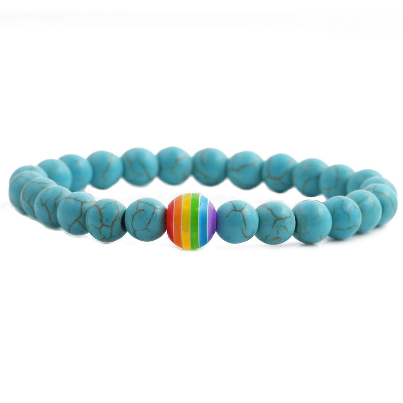 Wholesale Volcanic White Pine Frosted Tiger Eye Stone Colorful Beads Beaded Bracelet ACC-BT-Changx006