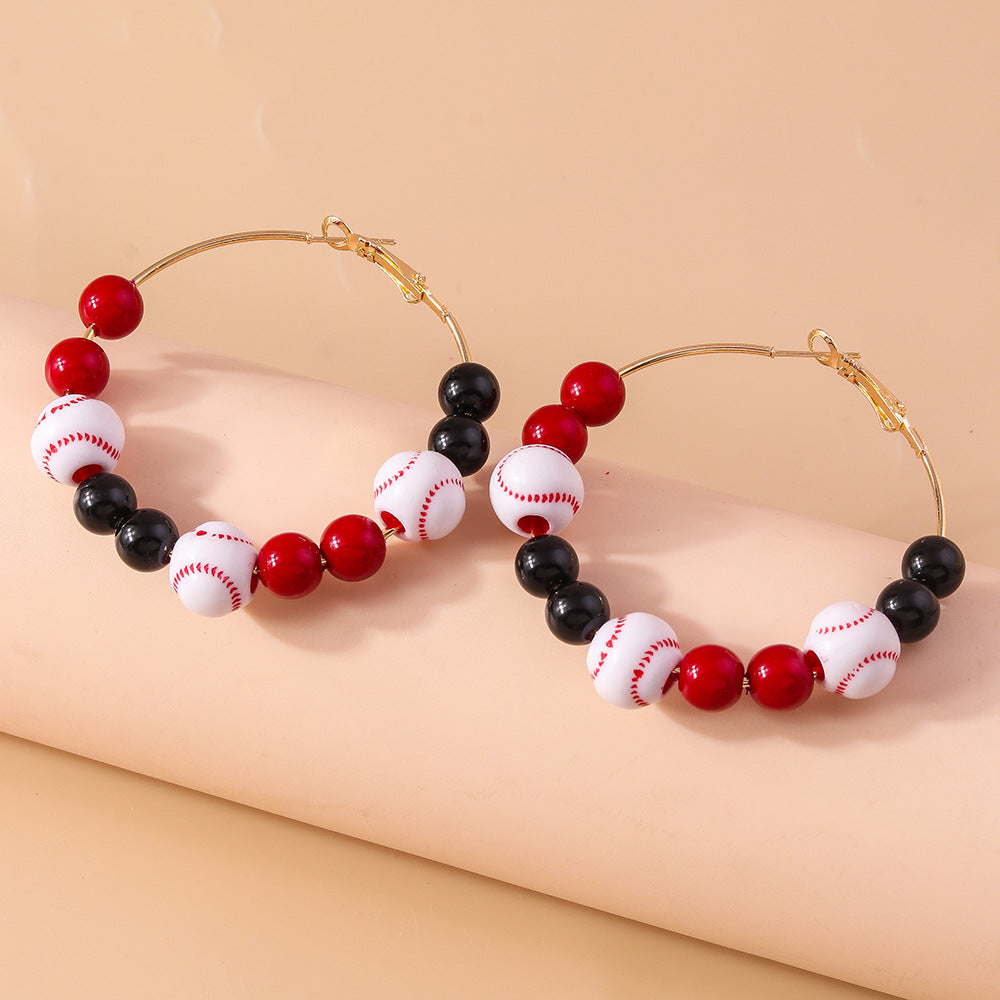 Wholesale Sports Ball Beaded Earrings