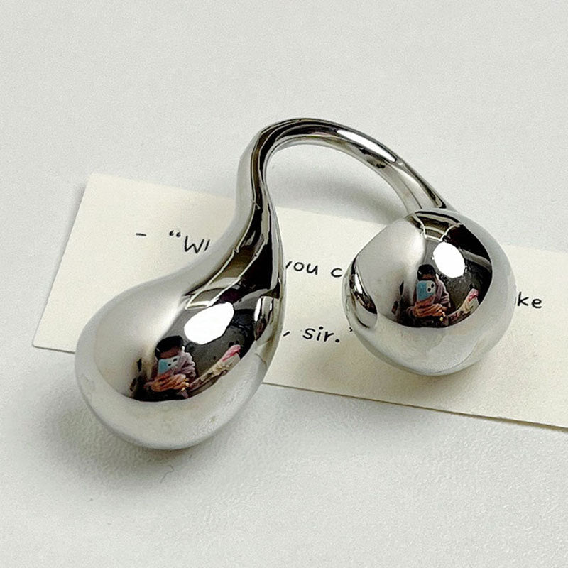 Wholesale Gold and Silver Drops Exaggerated Mirror Opening Copper Finger Adjustable Rings ACC-RS-SZL001