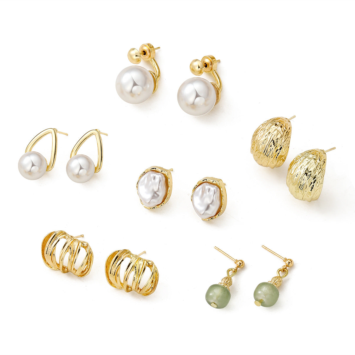 Wholesale Trendy Geometric Pearl Earrings For Women Irregular Alloy Statement Earrings Party Wear Fashion Accessory Boutique Resale
