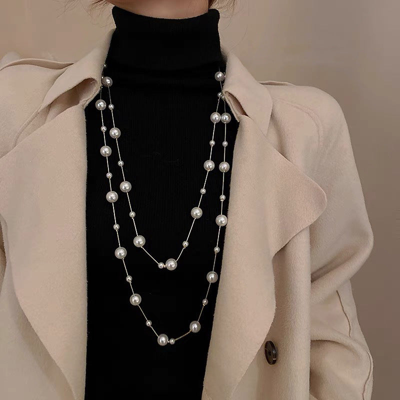 Wholesale Korean Chic Long Pearl Necklace Sweater Chain Jewelry Accessory Gift