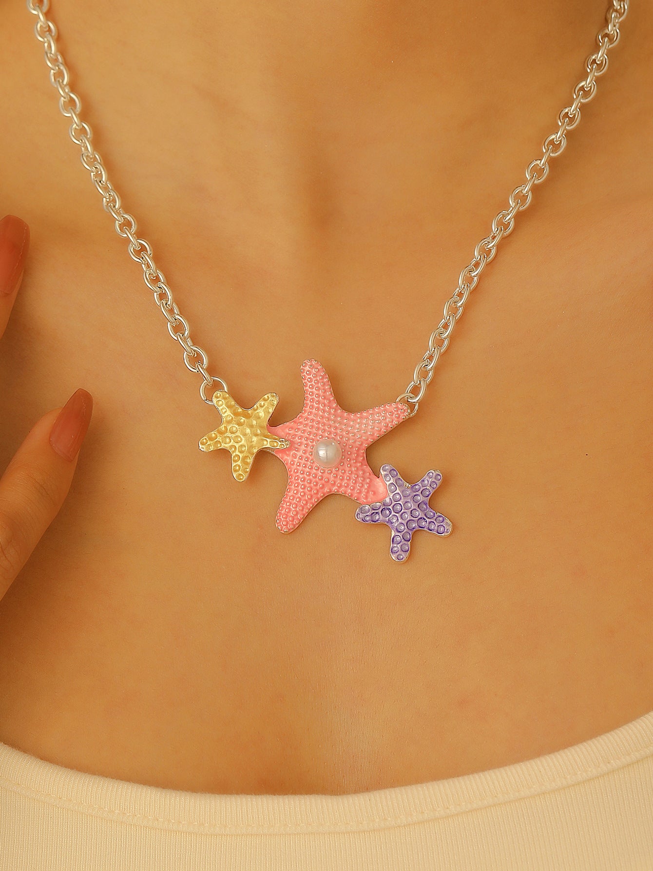 Wholesale Bohemian Summer Beach Shell Necklace And Bracelet Set Faux Pearl Starfish Conch Women S Fashion Jewelry Accessory