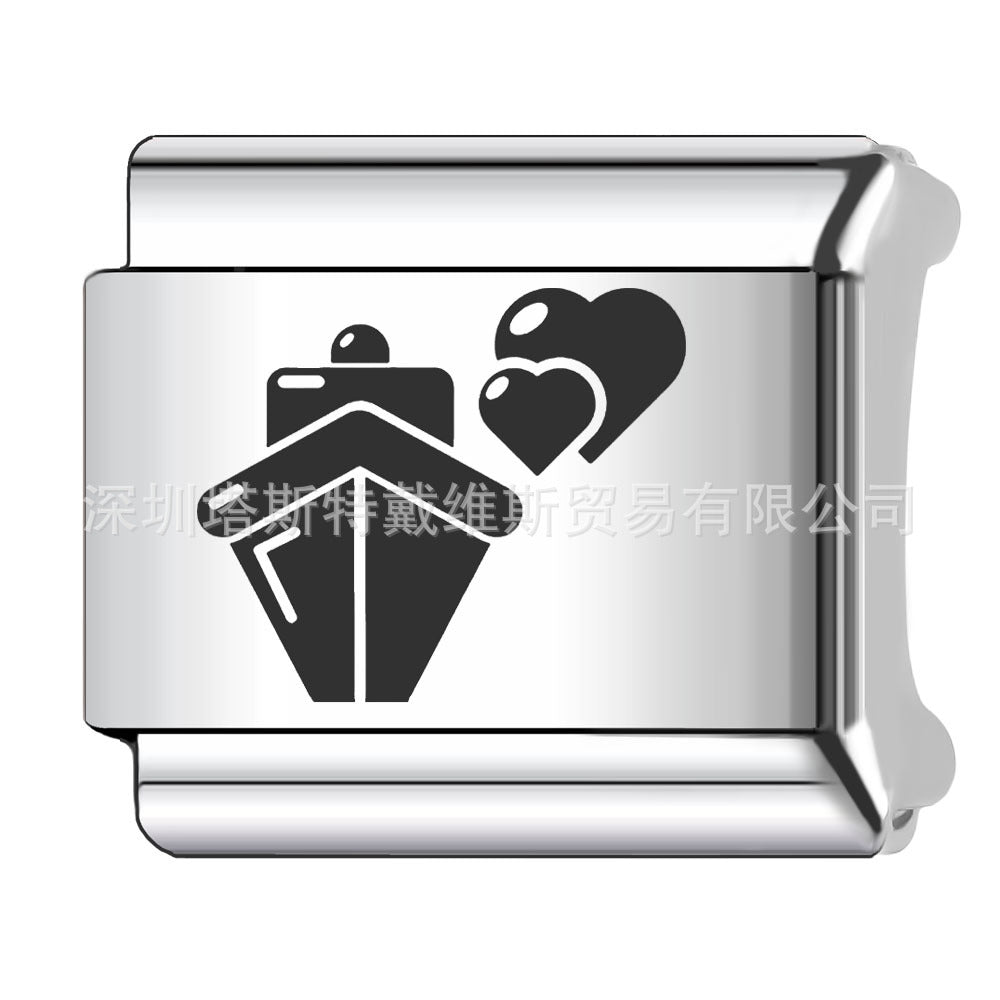 Wholesale 9mm Italian Charm Starter Bracelets DIY square Single Section Creative Stainless Steel Composable Bracelet