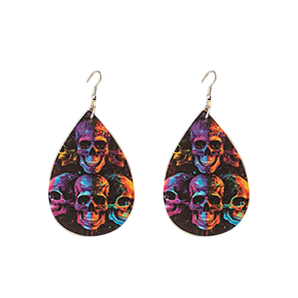 Wholesale  Halloween double-sided PU leather drop earrings