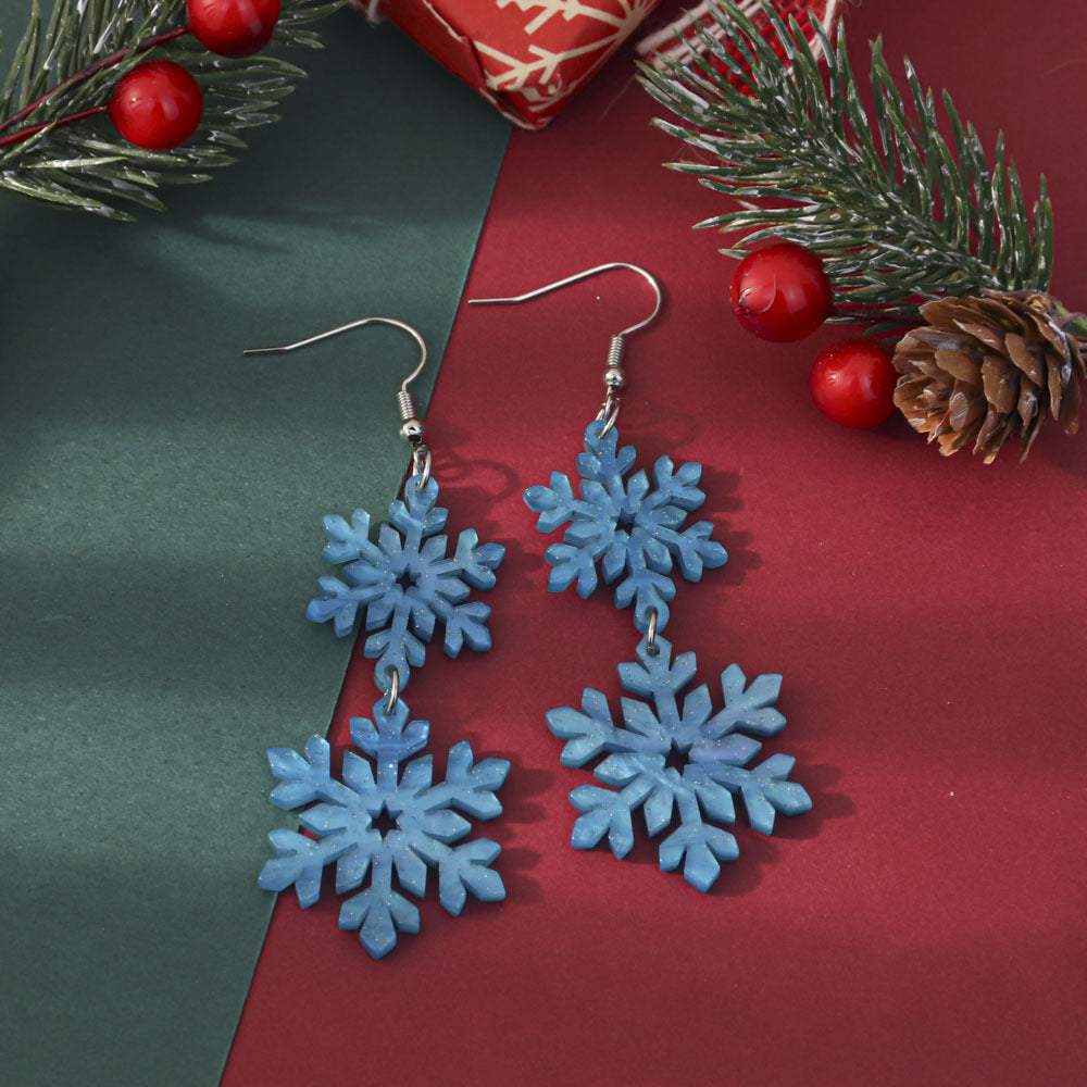 Wholesale Christmas-themed glittery acrylic earrings