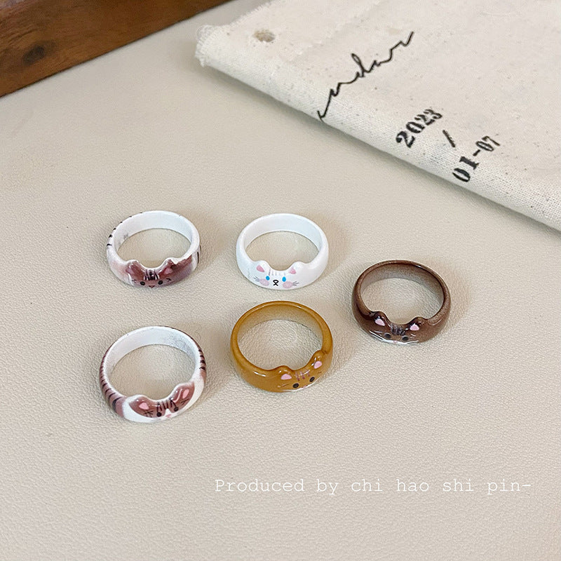 Wholesale Cartoon Cute Color Cat Ring