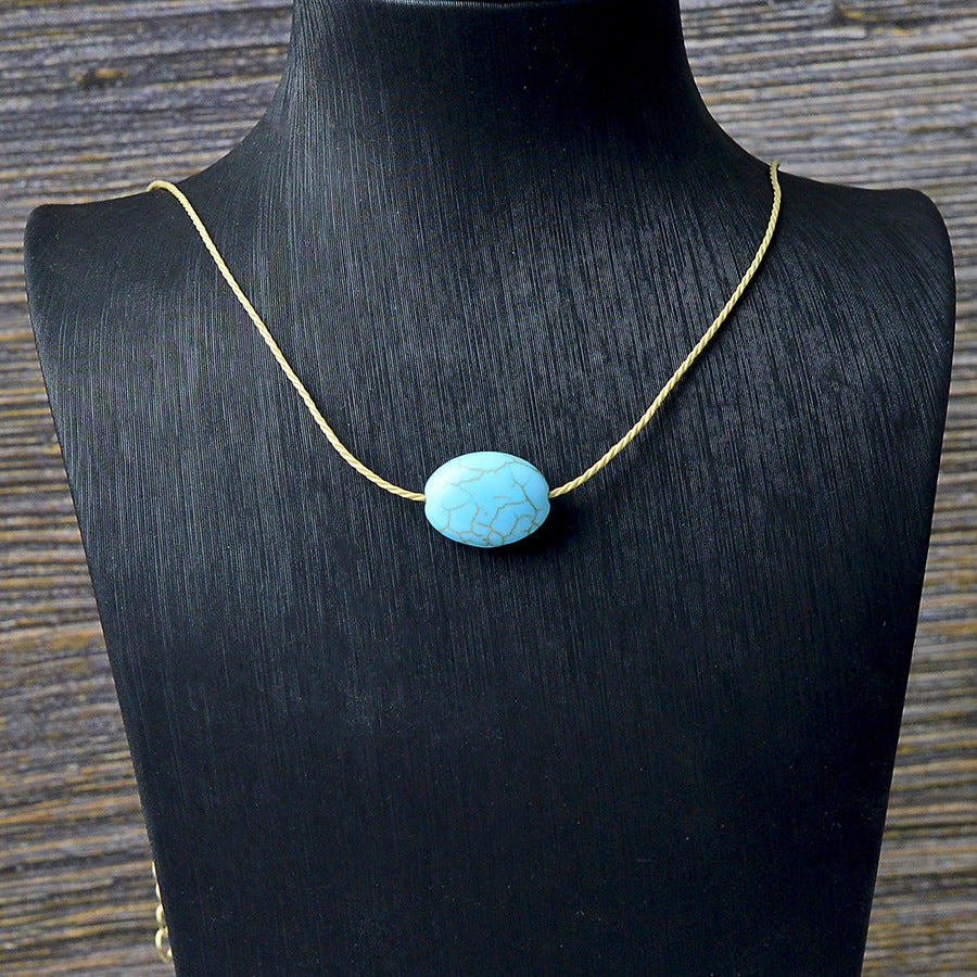 Wholesale Zinc Alloy Turquoise Pendant Necklace Bohemian Style Fashion Accessory for Women