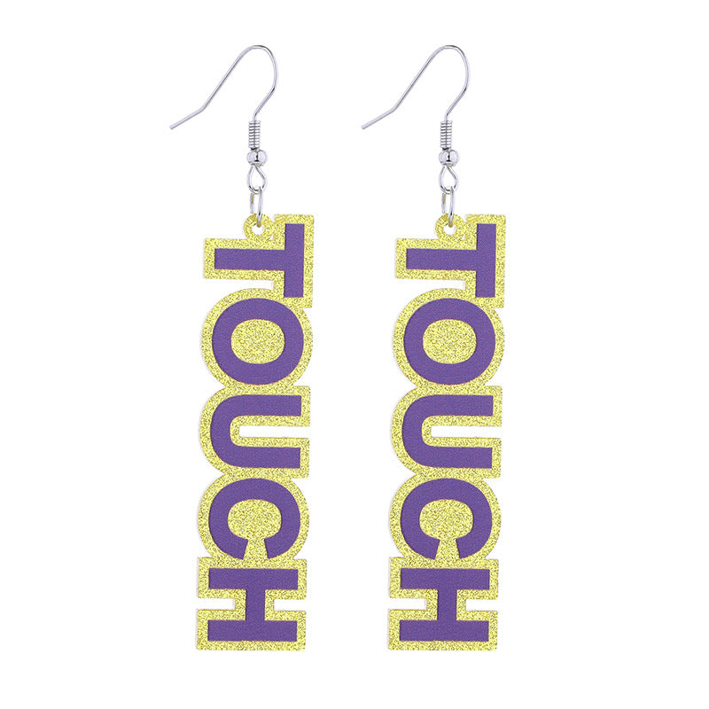 Wholesale acrylic printed super bowl featured football series creative letter earrings