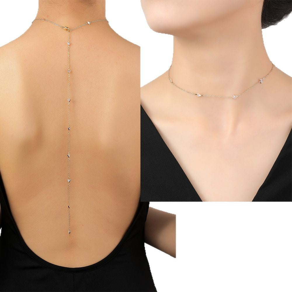 Wholesale 14K Gold Natural Stone Body Chain Zirconia Clavicle Chain