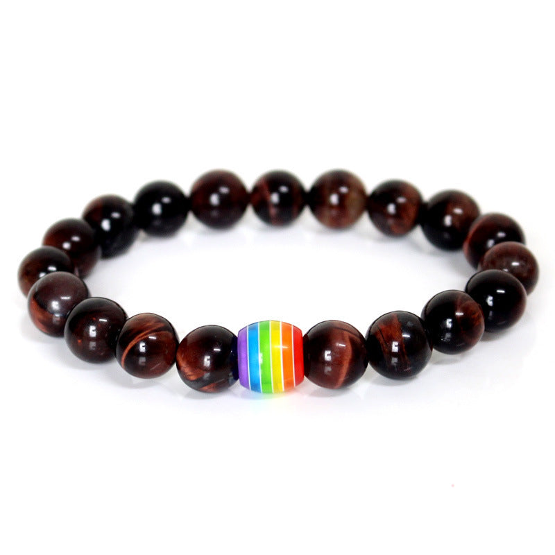 Wholesale LGBT Rainbow Volcanic Stone Beaded Bracelet Hand Made Miyuki ACC-BT-ZhongH022