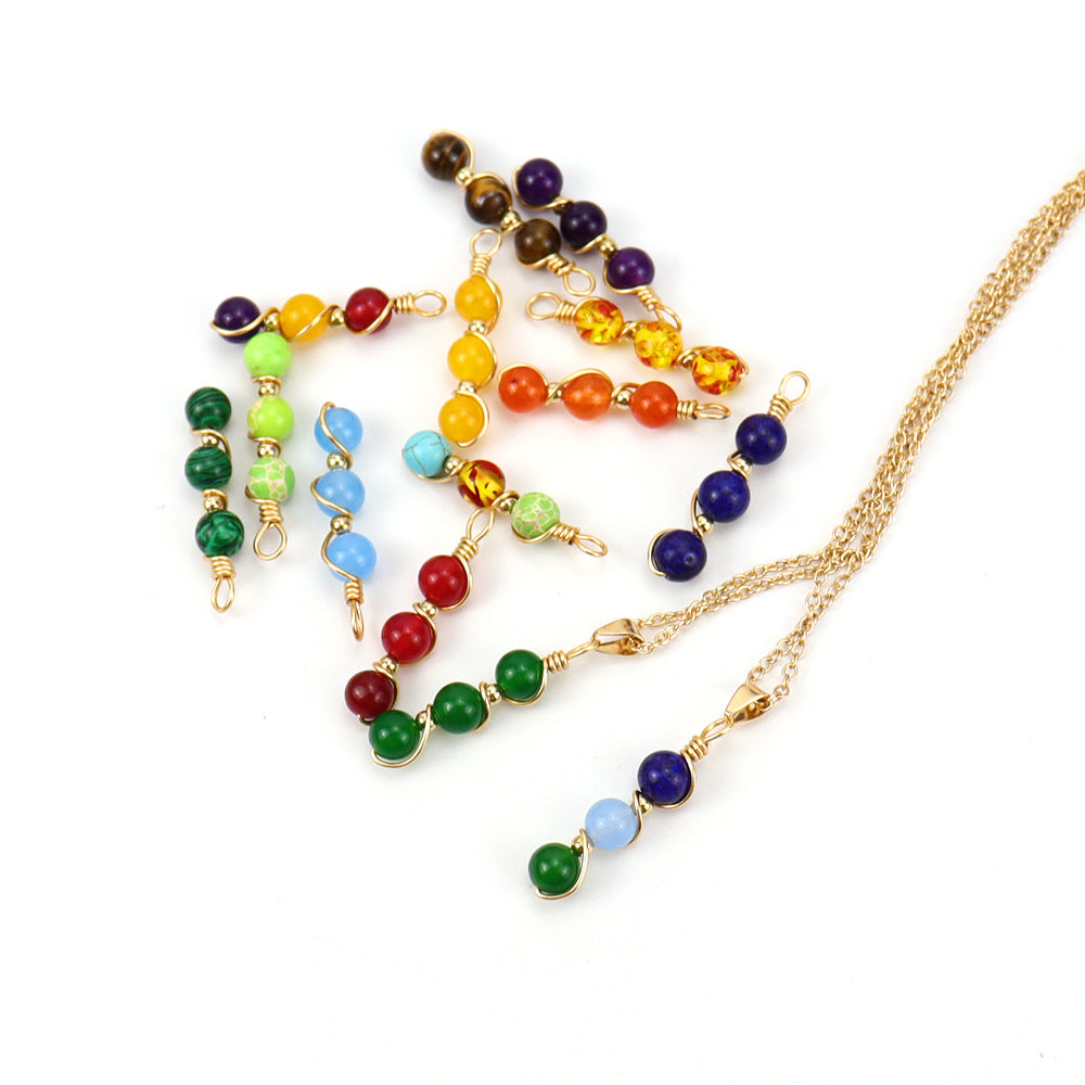 Wholesale Hand Wound Crystal Beads Agate Amethyst Pendant Necklace ACC-NE-HanX003