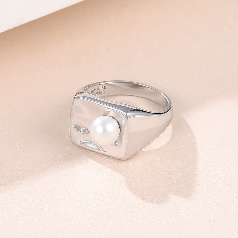 Wholesale  S925 Sterling Silver Pearl Ring  Luxury Rings