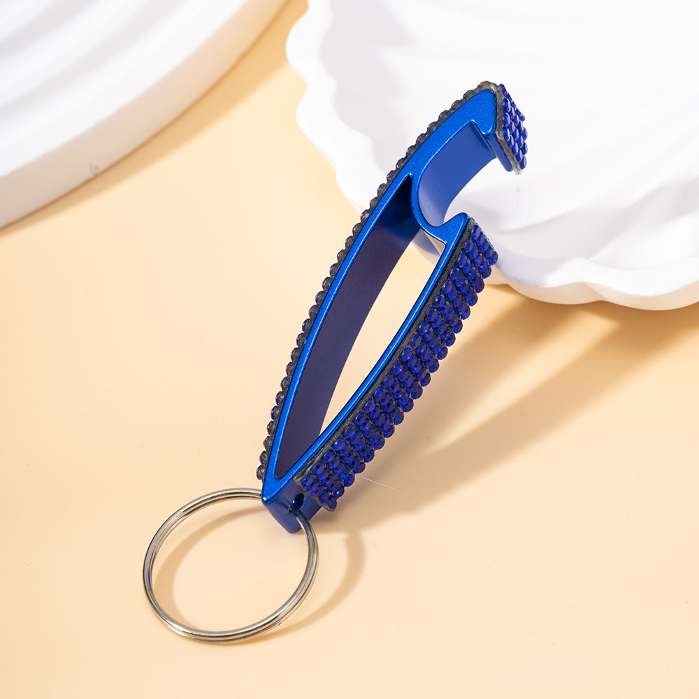 Wholesale Diamond-studded multifunctional beer bottle opener keychain