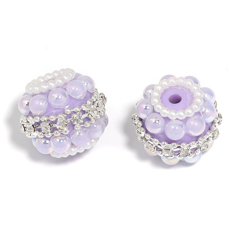 Wholesale 5pcs Heavy Color Pearl Diamond Ball Beaded Rhinestone Chain Full Diamond Beads Diy Accessories ACC-BDS-BLG093