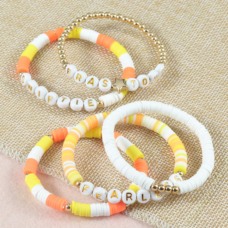 Wholesale Fan Bracelet Elastic Personality Color Letter Multi-layer Beaded Hand Jewelry Set ACC-BT-YiYe012