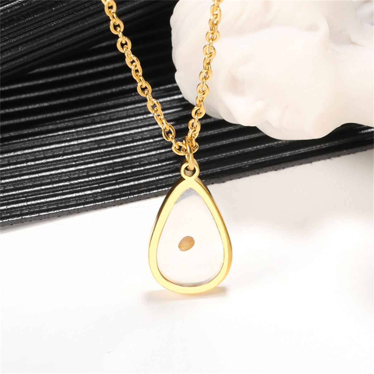 Wholesale Shepherd's Purse Seed Wishing Oval Time Stainless Steel Necklace ACC-NE-MS025