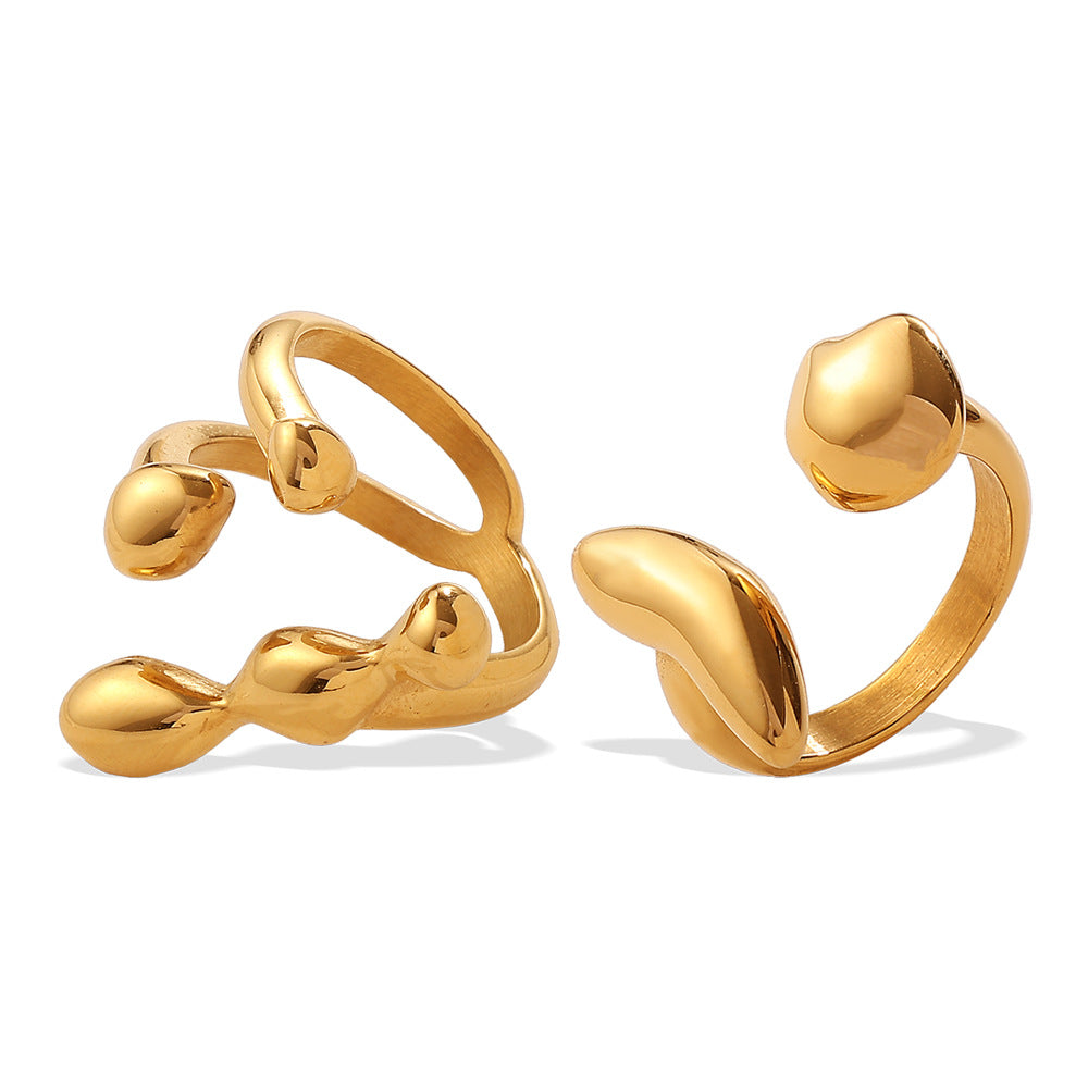 Wholesale  Couple' s Simple Plain Glossy Open Ring Stainless Steel 18K Gold-Plated Versatile Ring