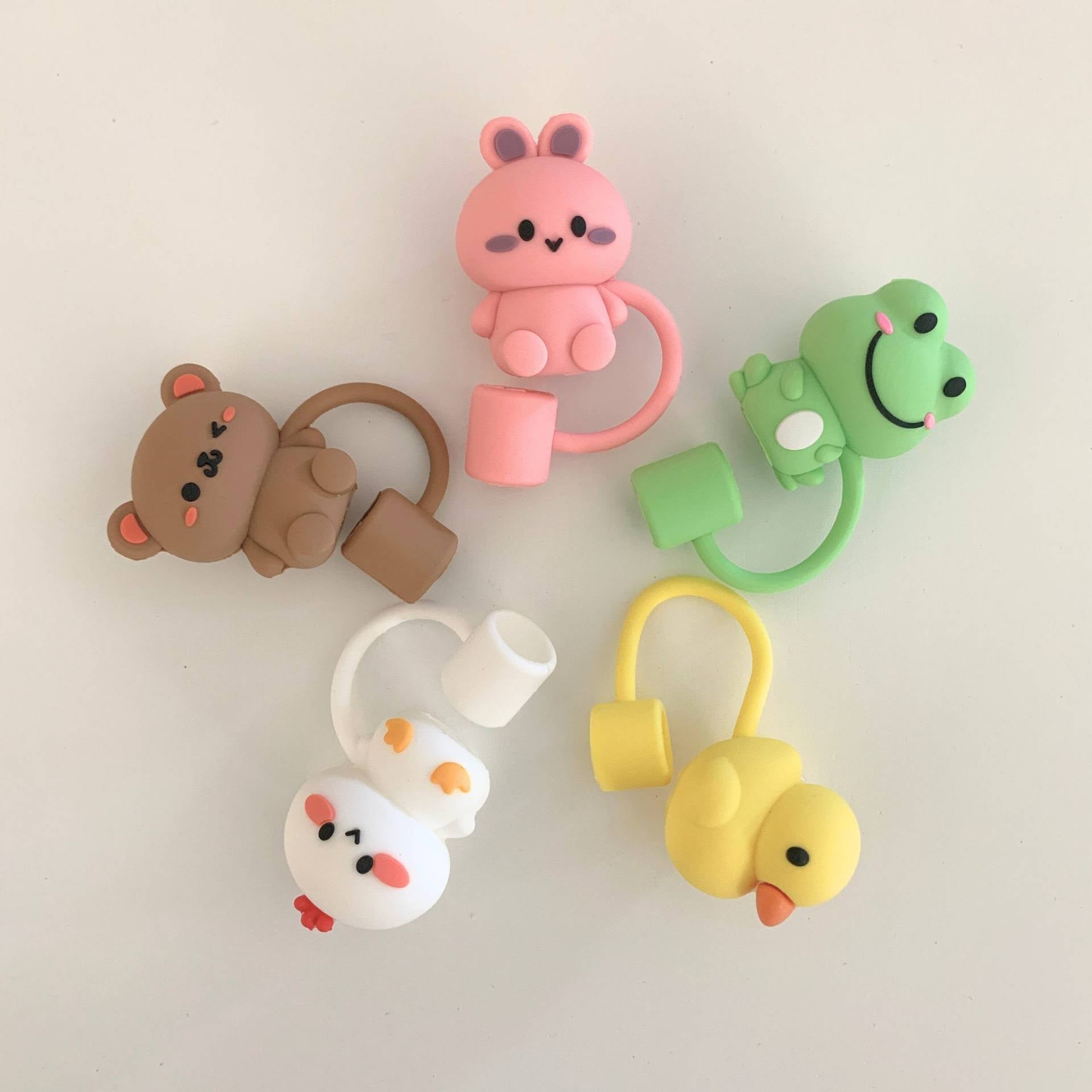 Wholesale  10mm Cute Frog Duck Animal PVC Soft Straw Tube Cap