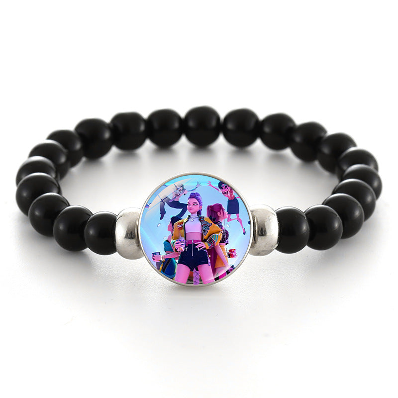 Wholesale kpop anime bracelet black beaded bracelet