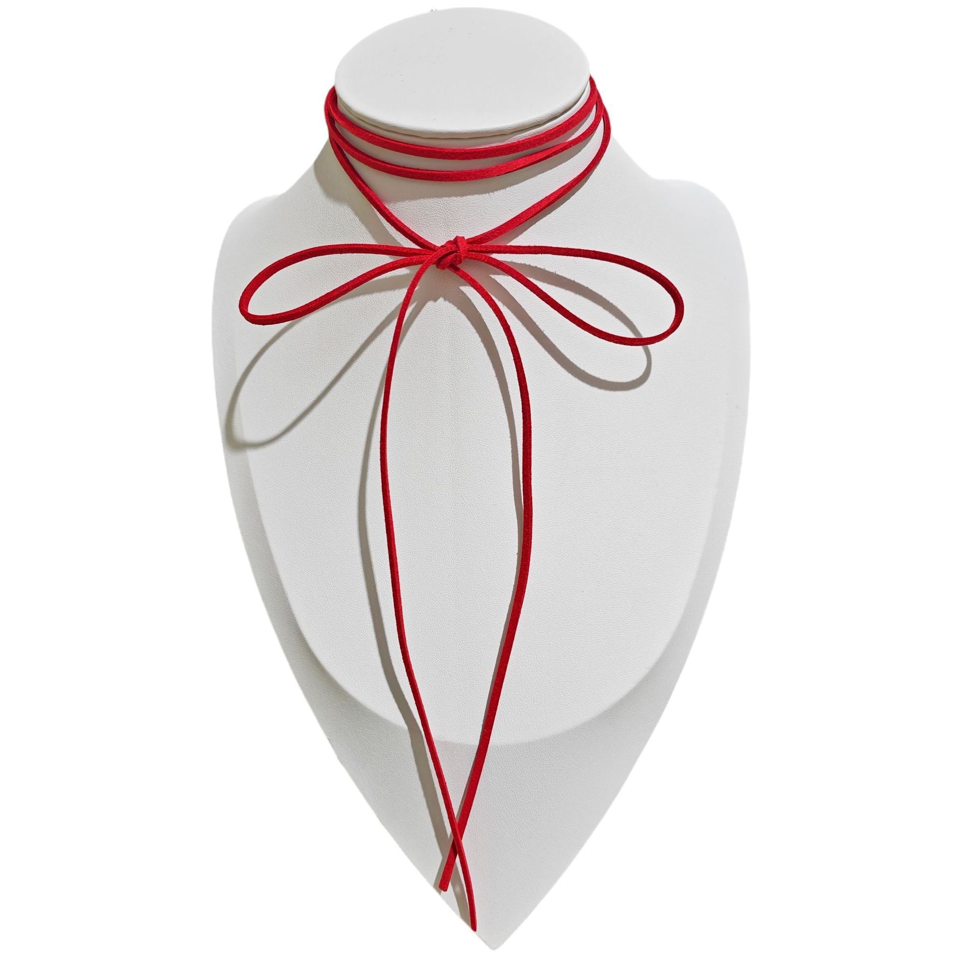 Wholesale simple lace bow choker collar  long leather rope neck accessories