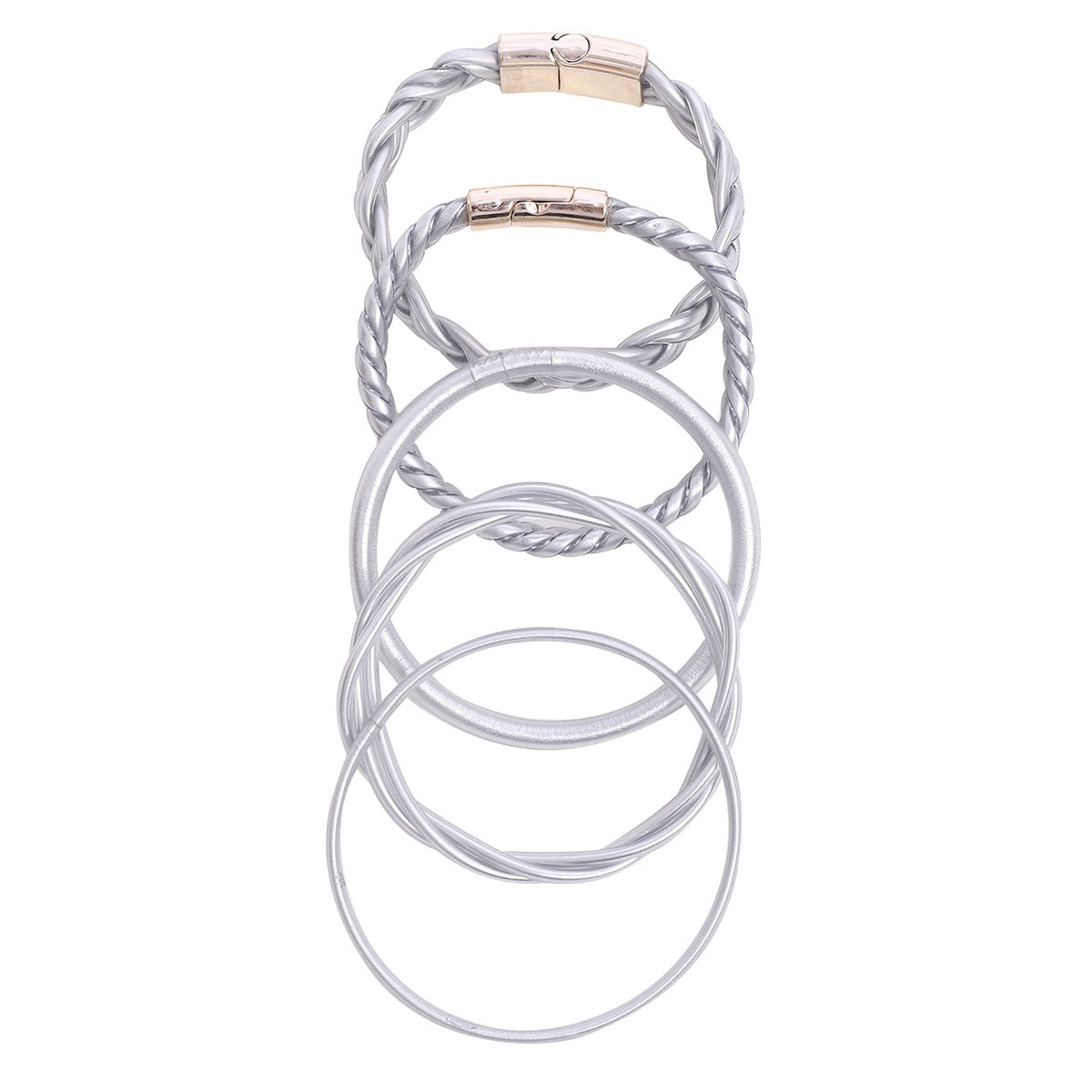 Wholesale Plastic Silicone Gold Powder Braided Bracelet Jelly Bangles Set ACC-BT-YTian008