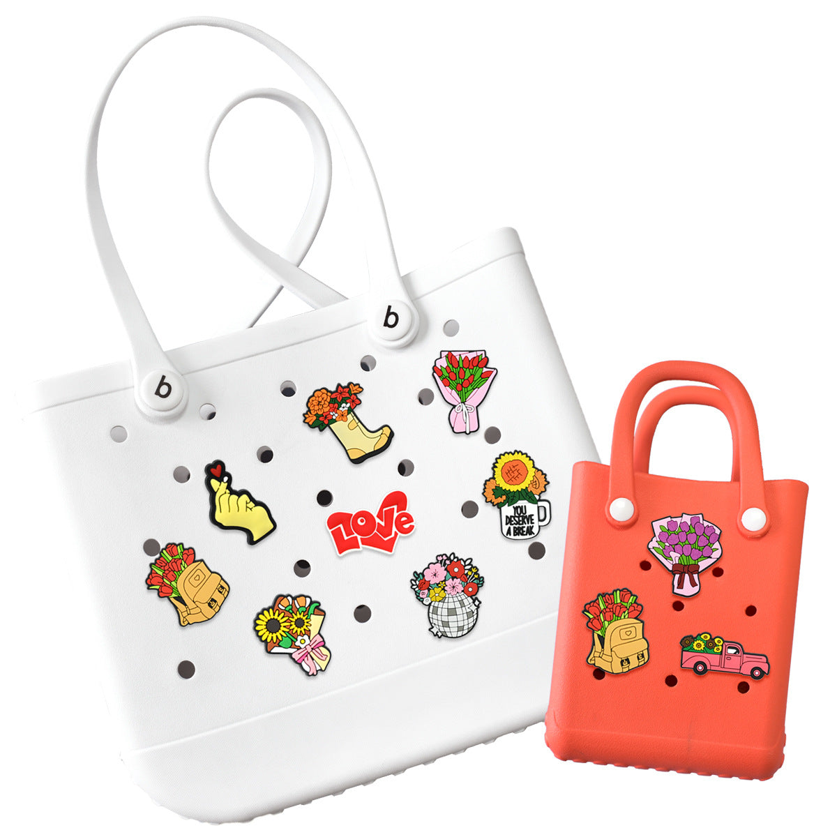 Wholesale Random 100pcs Valentine' s Day Series  PVC Soft Rubber Shoe Buckle Decoration