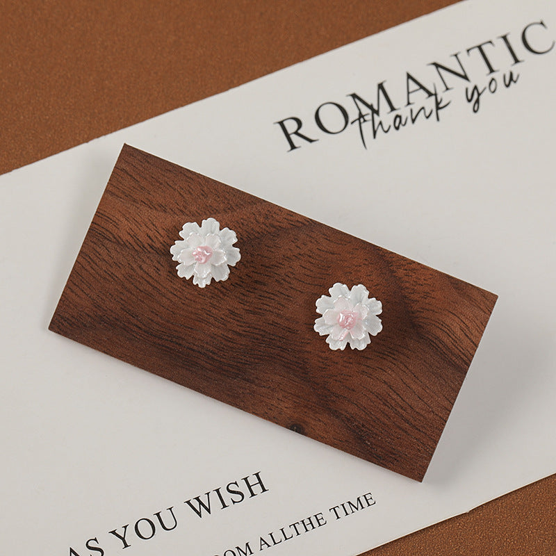Wholesale Pink and White Flower Earrings S925 Silver Needle Forest Earrings ACC-ES-ZhiShifang004