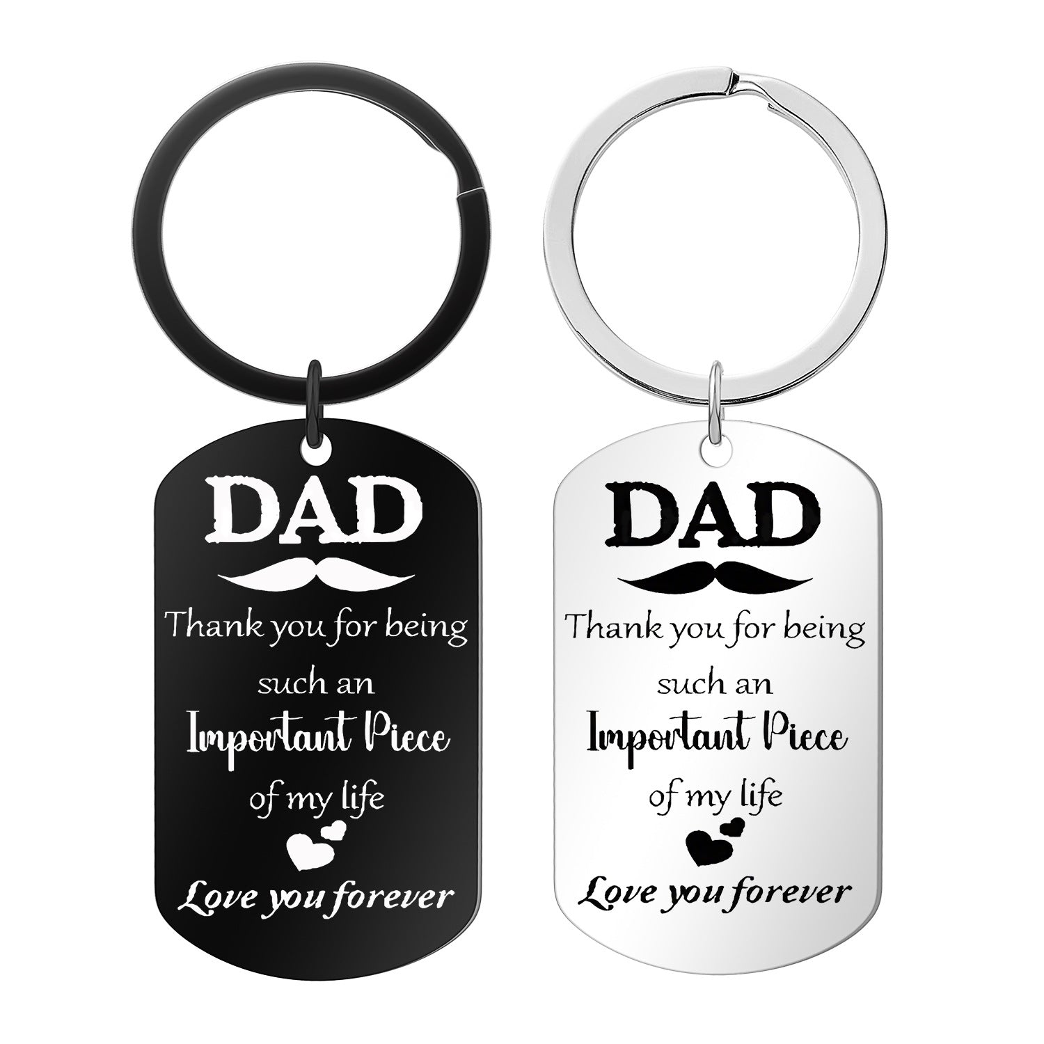 Wholesale double-sided lettering TO DAD Father's Day stainless steel laser keychain