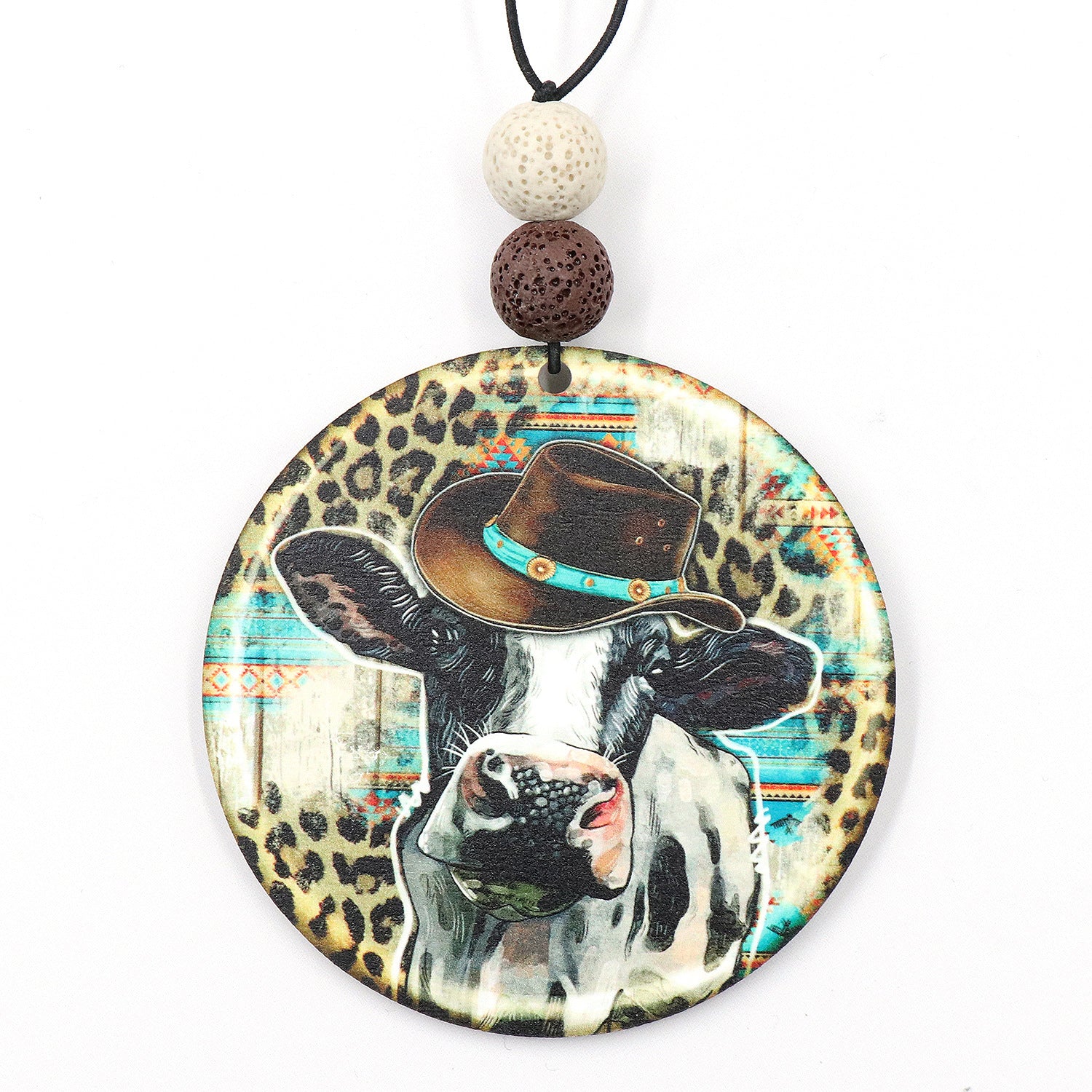 Wholesale Western Style Cow Leopard Print Car Wooden Pendant Car Accessories Cow Print ACC-CA-XiaoYan001